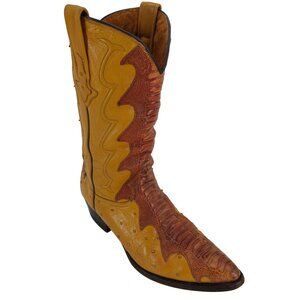 Mezcalero Boots Mens 10EE Brown Exotic Ostrich Embossed Leather Cowboy Western